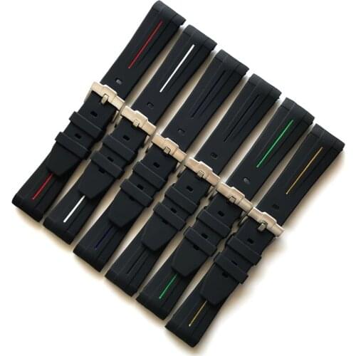 Jeathus watchband Silicone strap replacement for rolex black green submarine diver gmt daytona 20mm curved bracelet wrist band