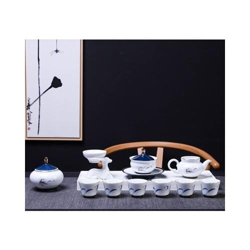 Ceramic Gold Tea Set Home Teapot Kungfu Black Tea Da Hong Pao Cover Bowl High-grade Gift Fair Cup Teaware Free Shipping