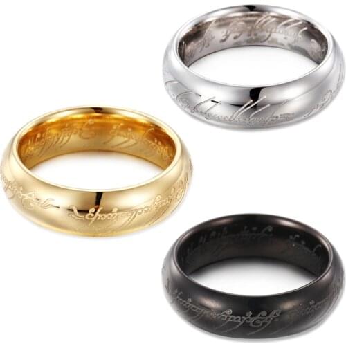 Fashion Stainless Steel One Ring of Power Gold Color Wedding Ring Lovers Women Men Wholesale