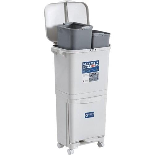 Zero Waste Trash Can Kitchen Compost Bin Recycle Composter Trash Can Large Waste Sorting Cubo Basura Reciclaje Waste Bin BA60LJ