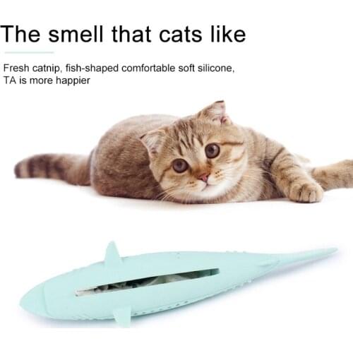 Cat Toy Silicone Mint Fish Pet Catnip Soft Clean Teeth Toothbrush Chew Molar Stick Cleaning Kitten Pet Products
