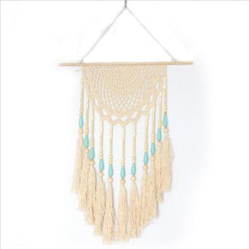 Nordic Style Handwoven Macrame Dream Catcher Bohemian Tassel Cotton Tapestry Wall Hanging For Living Bedroom Room Art Wall Decor