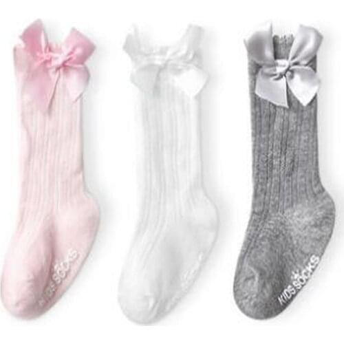 Girl Socks Princess Knee High Baby Bow Sock High Knee Kids Socks Breathbale Mesh Legwarm Anti-slip Girl Sock