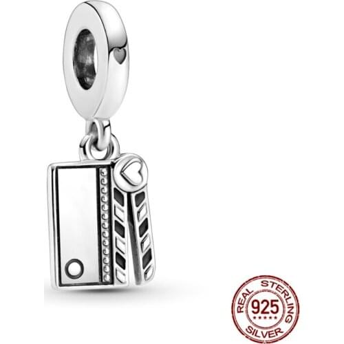 2021New Genuine 925 Sterling Silver Movie Clapper Bead Charm Fit Original Pandora Bracelet&Bangle Making Fashion DIY Jewelry