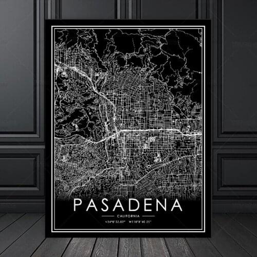 PASADENA world city map Popular Living Room Kitchen Map Poster print wall Artwork Modern Canvas Painting home decoration