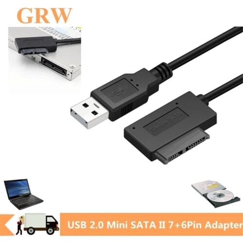 Grwibeou USB 2.0 to Mini Sata II 7+6 13Pin Adapter Converter Cable For Laptop CD/DVD ROM Slimline Drive Converter HDD Caddy