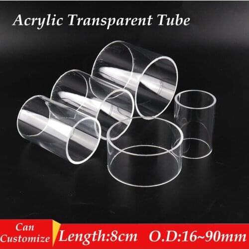 2pcs 8CM OD.16-90mm Transparent Acrylic Pipe Aquarium Tank Plexiglass Pipe Water Tank Clear Acrylic Tube Fittings Glass Pipes