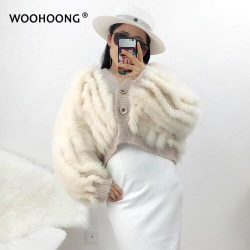 Real Fur Coat Luxury Women Winter Fashion Style Natural Fur Fox Fur Jacket Short Winter Woman Fashionable Fur Knit Bat Shirt