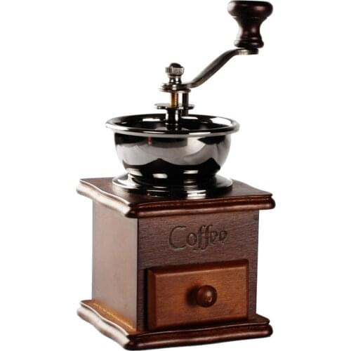 Manual Coffee Bean Grinder Adjustable Coarseness Wooden Hand Held Mill Compact