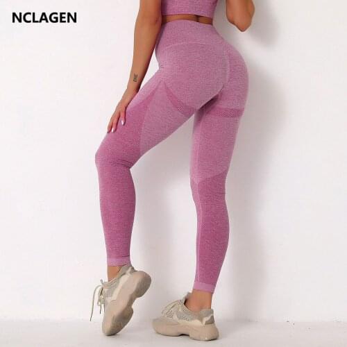 NCLAGEN Yoga Pants High Waist Seamless Leggings Sport Women Fitness Peach Hip Lifting Elastic Exercise Sexy Booty Scrunch Tights