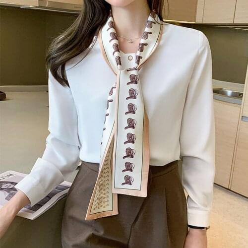 New Autumn White Shirt Women Blouse Long Sleeve Slim Work Blouse Plus Size Shirts Womens Office Casual Blouses Fashion Bow Tops