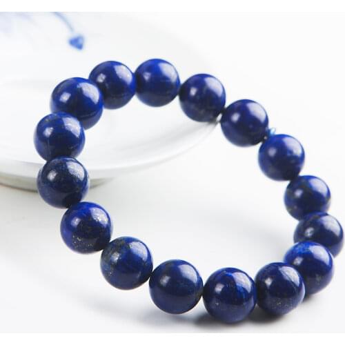 12mm Genuine Natural Lapis Lazuli Gemstone Round Beads Bracelet Stretch Prayer Beads Woman Femme Crystal AAAAA