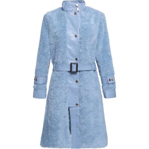 2019 Autumn and Winter New Sheep Shear Fur Coat Long Wool One Leather Coat Woman Leather Jacket With Fur Natural Color Fur Coat