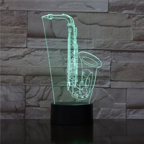 Instrument Horn Saxophone 3D Night Lights Luminaria Illusion Multicolor Lamp Visual Lampara Baby Child Xmas Festival Gift 1792