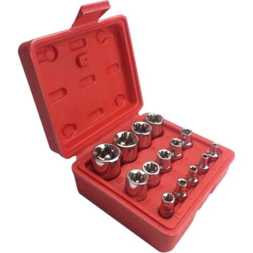 14Pcs/set Female E Type Bit Sockets Wrench Head E4 - E24 1/4" 3/8" Torx Star Sleeve Set Auto Repair Hand Tools
