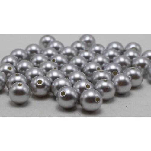200 Pcs 8mm Plastic Faux Pearl Round Beads Grey Imitation Pearl