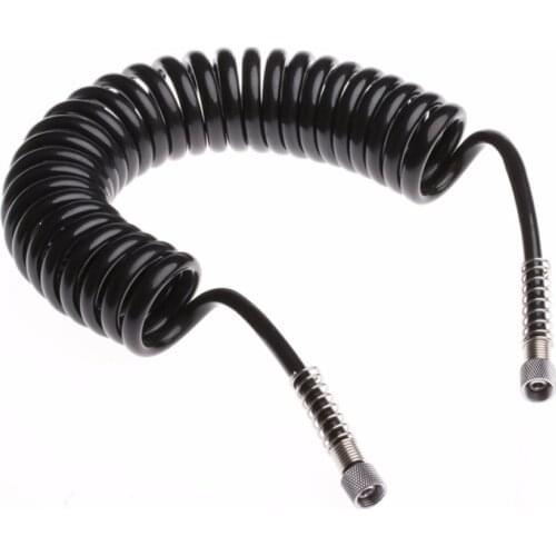 3M 4 x 6mm Flexible PU Recoil Hose Spring Tube Black For Compressor Air Tool