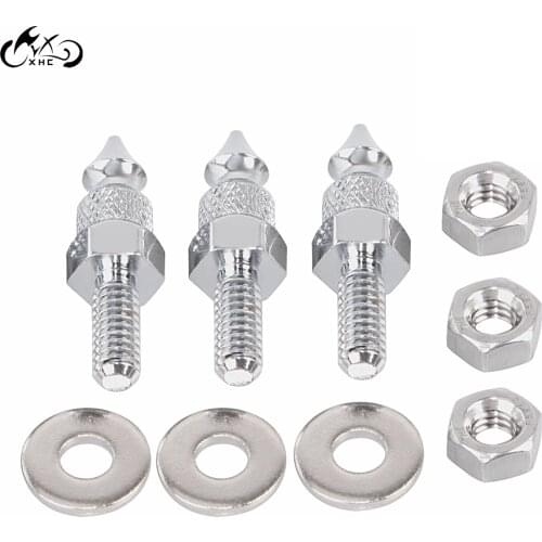 3X Motorcycle Chrome Spiked Windshield Mount Bolt For Harley Touring Electra Street Glide FLHT FLHX Ultra Limited FLHTK 10-13