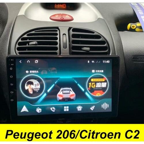 64GB ROM Android 10.0 Car Dvd Multimedia Player GPS For Peugeot 206 2006 Citroen C2 Navigation Stereo Head Unit