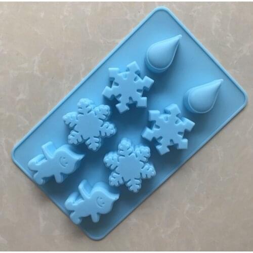 8 snowflakes and raindrops of silica gel chocolate mold icing mold cake decoration mold handmade soap mold