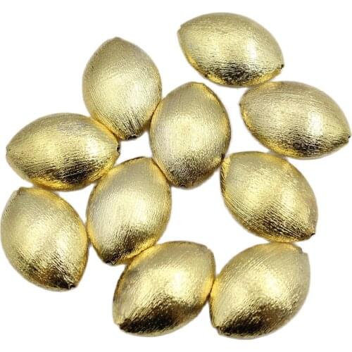 APDGG Wholesale 10 Pcs 27mm Copper Oval Coin Shape Brushed Bead Gold Color Plated DIY Findings