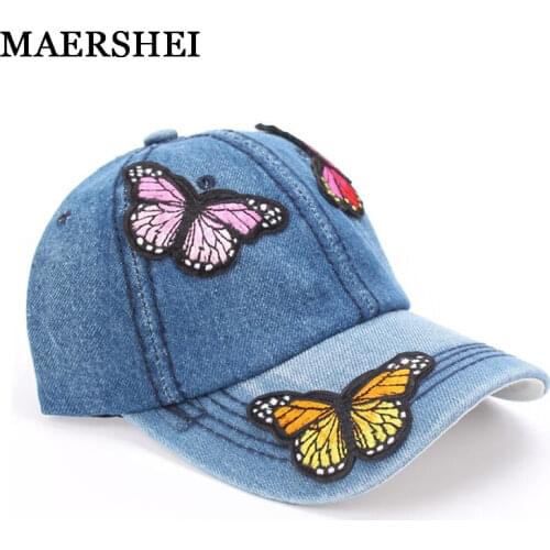 MAERSHEI Womens Baseball Cap Snapback Butterfly Cowboy Hat Summer Hat Hip-Hop Adjustable Cap Sun Bone