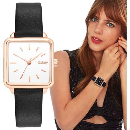 Simple Square Women Watches Brand Qualities Ladies Leather Wristwatches Black Brown Quartz Clock Drop Shipping Watches for Girls