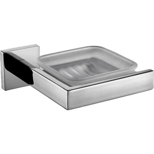 Bathroom Soap Dish Holder SUS304 Stainless Steel Fashion Smooth Mirror Bathroom Hardware Set Wall Mounted Glass Plate