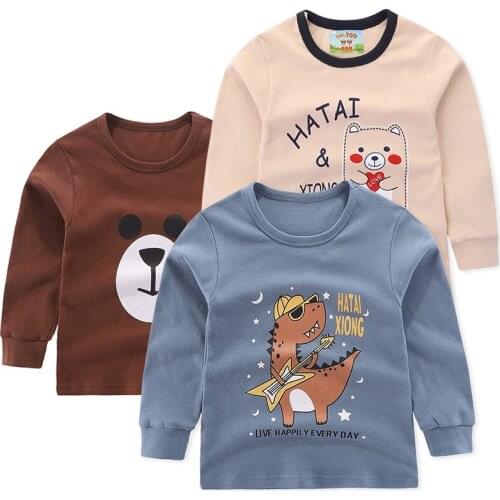 Children Undershirts for Boys Girls Autumn Winter 100% Cotton Comfortable Cartoon Kids Tops Tees Long Sleeve T-shirt 100-160cm