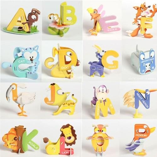 26pcs English Alphabet Children 3D ABC Puzzle Toys Developing Intelligence Puzzles For Baby Educational Kids Montessori Toy Gift