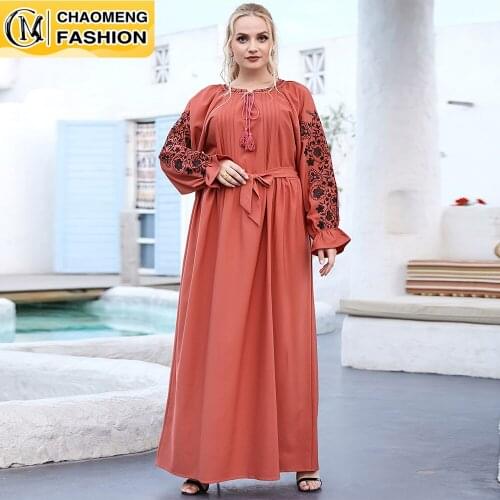Dubai Abaya Embroidered Fashion Plus Size Hijab Dress Turkey Kaftan Islam Clothing Muslim For Women Vestidos Arabic Maxi Robe