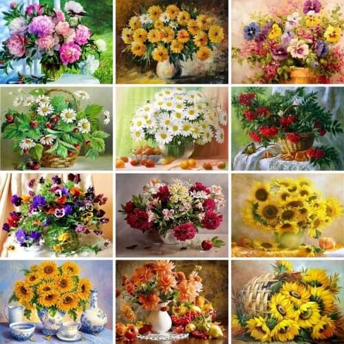 GATYZTORY 5D DIY Diamond Painting Flower Rhinestones Pictures Diamond Embroidery Sale Cross Stitch Mosaic Crafts KitS