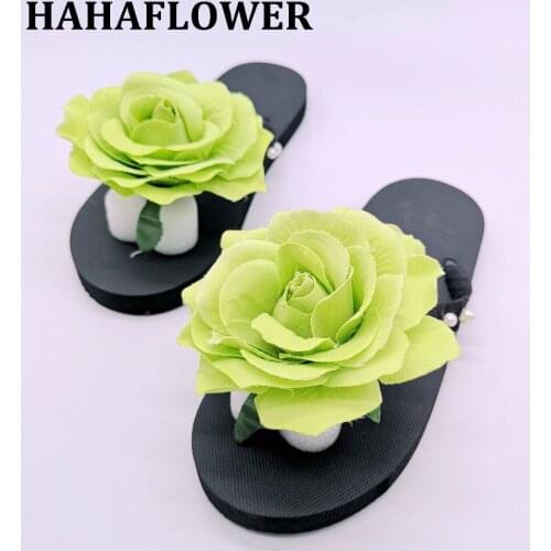 HAHAFLOWER Brand 2018 Women Rose Flower Flip Flops Sandals Summer Shoes Beach Slippers Non-Slip Shoes big size 35-45