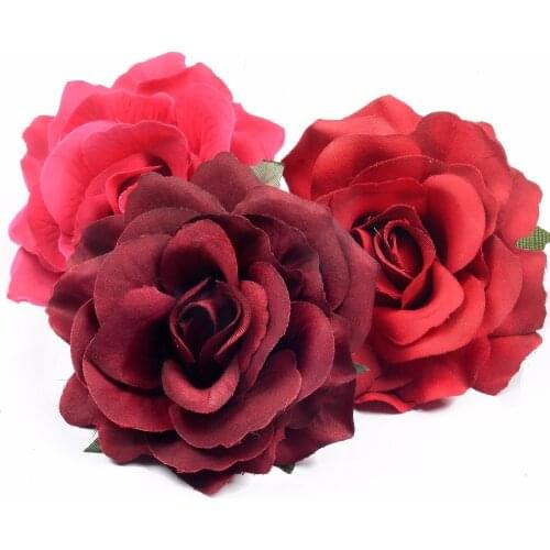 1pcs 10 cm Large Artificial Rose Silk Flower Heads For Wedding Home Decoration DIY Wreath Scrapbooking Craft Fake Flowers Wall