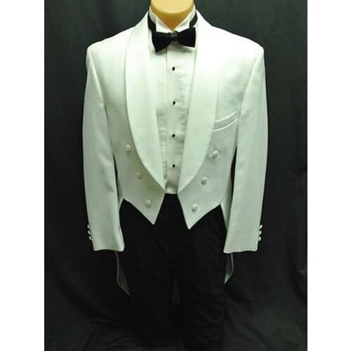 Custom Made To Measure Iovry Evening Tailcoats With Shawl Lapel, Bespoke Off-White Wedding Tailcoat Suit,Tailored Groom Tuxedos