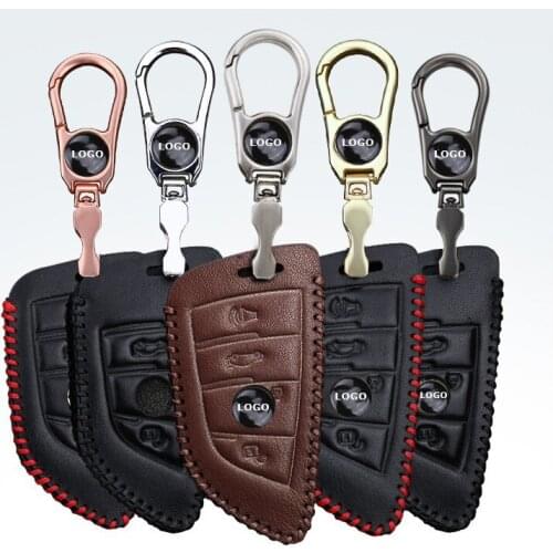 For BMW 1 / 2 3 5 7 X1 X2 X4 X5 X7 Series Keyless Remote Hand-Sewn Car Key Leather Protection Cover Casing