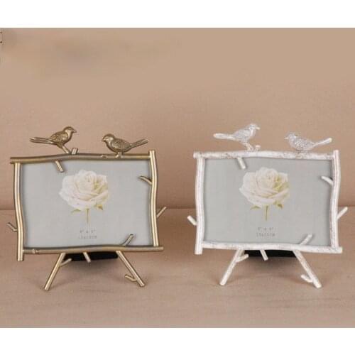 Creative metal bird branch photo frame bedroom countertop decoration irregular shaped wedding family photo frame home decoration