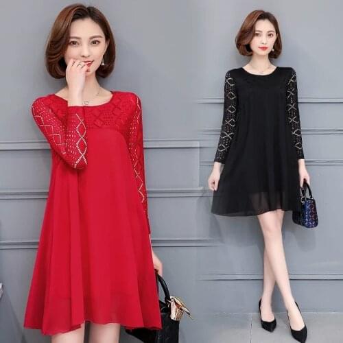 2021 Spring Plus Size Maternity clothes Lace Long Sleeve Chiffon Maternity Dresses Clothing Loose Tops For Pregnant Women dress