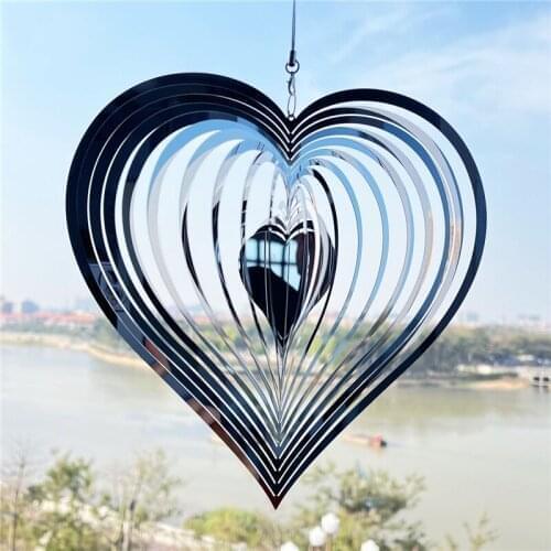 Love Metal wind chimes Beating Heart Wind Spinner Stainless Steel Wind Catcher Garden Hanging Ornaments for Outdoor dropship