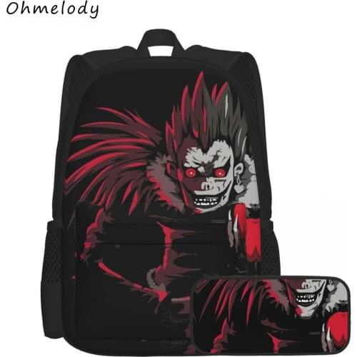 Anime Death Note Boys School Bag Pencil Case Sets Teenage Cartoon Casual Daypack Travelling Backpack Bookbag Pen Box