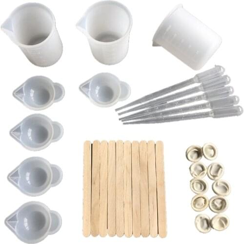83XC Epoxy Resin Tools Kit Silicone Mold Tool Included Resin Measuring Cup Silicone Mixing Cups Scraper Stick Silicone Spoon and