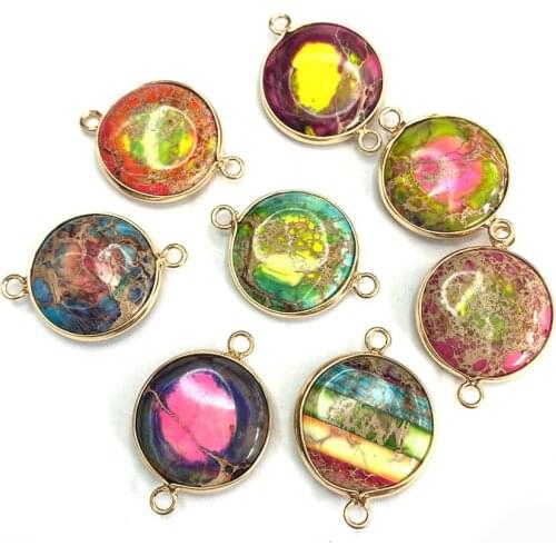 Natural Reiki Stone Emperor Stone Connector Two Hole Pendant Suitable for DIY Handmade Fashion Jewelry Accessories 22x30 mm