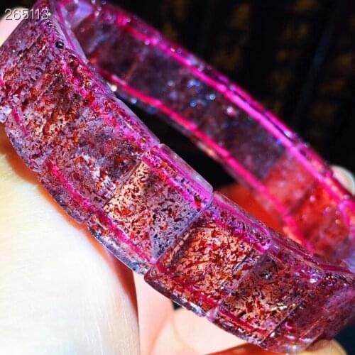 Natural Lepidocrocite Quartz Red Super 7 Crystal Woman Bracelet 13.2x9.2x5.5mm Clear Rectangle Beads Stretch Gemstone AAAAAA