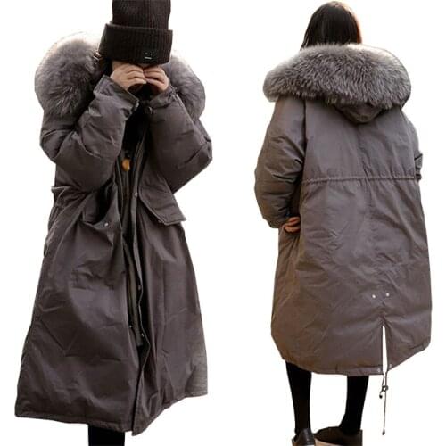 New Winter Hooded Collar Long Parkas Women Fashion Warm Thick Jackets Plus Size Cotton Liner Coats Button Female Outwears Mw068
