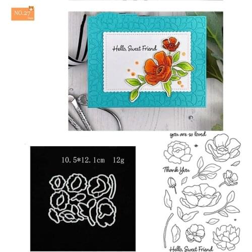 2021 New Flowers and Leaves Stamp and Metal Cutting Dies DIY Scrapbooking for Photo Album Decorative Silicone Clear Stamps