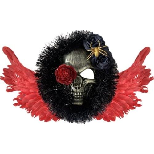 New Horror Halloween Wreath Flower Skull Mask Wreath Wing Rose Garland Home Decoration Halloween Party Supplies Garland