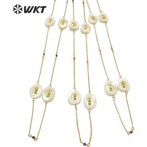 WT-JN151 Wholesale handmade DIY Bohemian vintage natural white shell beads necklace elegant chain beads necklace