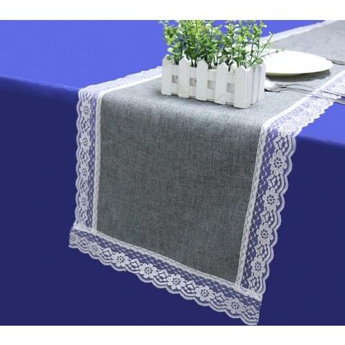 Table Runner Rectangular Dining Room Table Cloth Runners Table Cover with Lace Edge for Home Kitchen Party Wedding Decoration