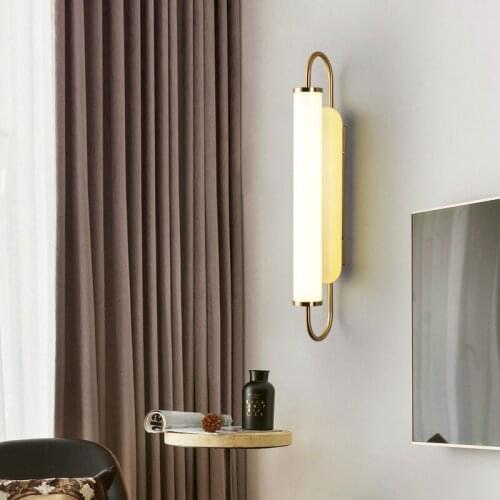 Luxury wall lamp long bedroom bedside lamp simple postmodern living room background wall lamp corridor warm light LED