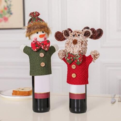 Christmas Decorations For Home Santa Claus Wine Bottle Cover Snowman Stocking Gift Holders Happy New Year